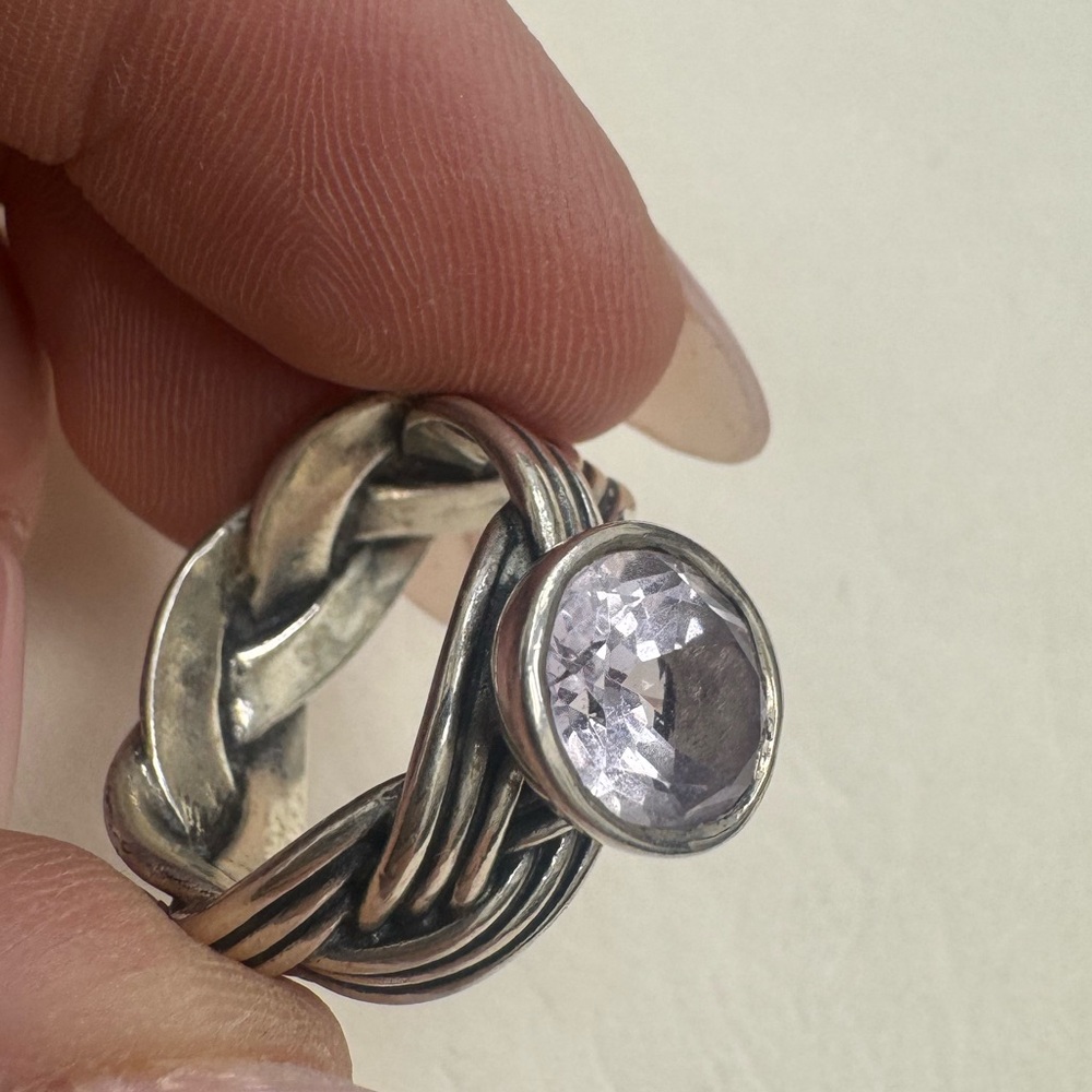 PANDORA RARE Retired Sterling Silver ALE Braided Amethyst Ring Size 7 9.5g - Picture 1 of 16